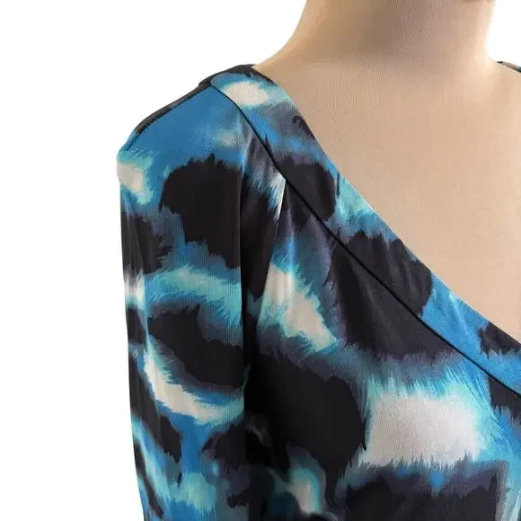 Diane von Furstenberg 100% Silk Jersey Tie Dye Snap Dress Boho Hippie Festival - Picture 7 of 9